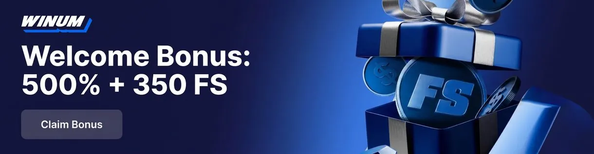 Winum welcome bonus 500% plus 350 free spins